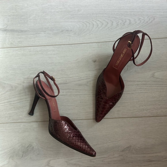 Vtg. Sergio Rossi Snakeskin Leather Heels Size 36 - Picture 5 of 6
